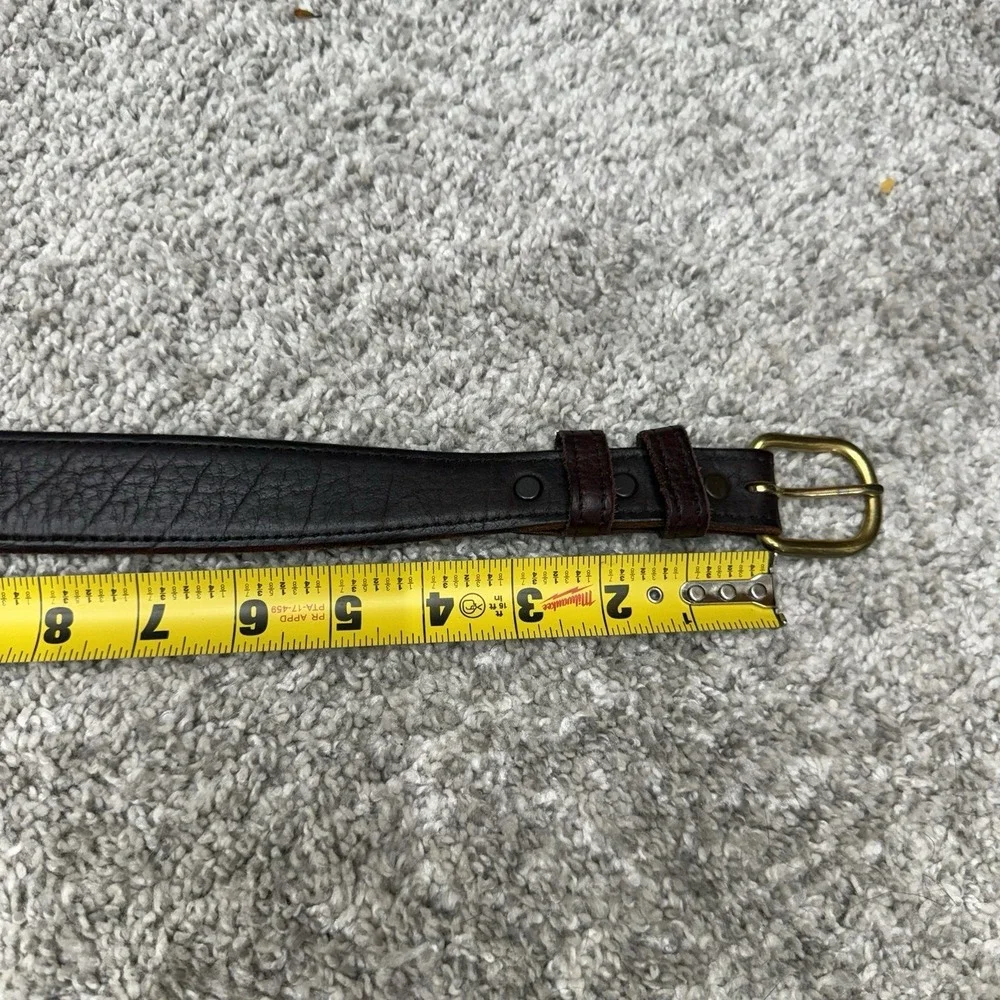 Footloose and Fancy‎ Things Bison Leather belt men's size 36 brass buckle brown